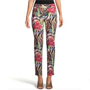 Chico’s So Slimming Brigitte Tropical Print Pull-on Slim Ankle Pants 00R / 2 NWT